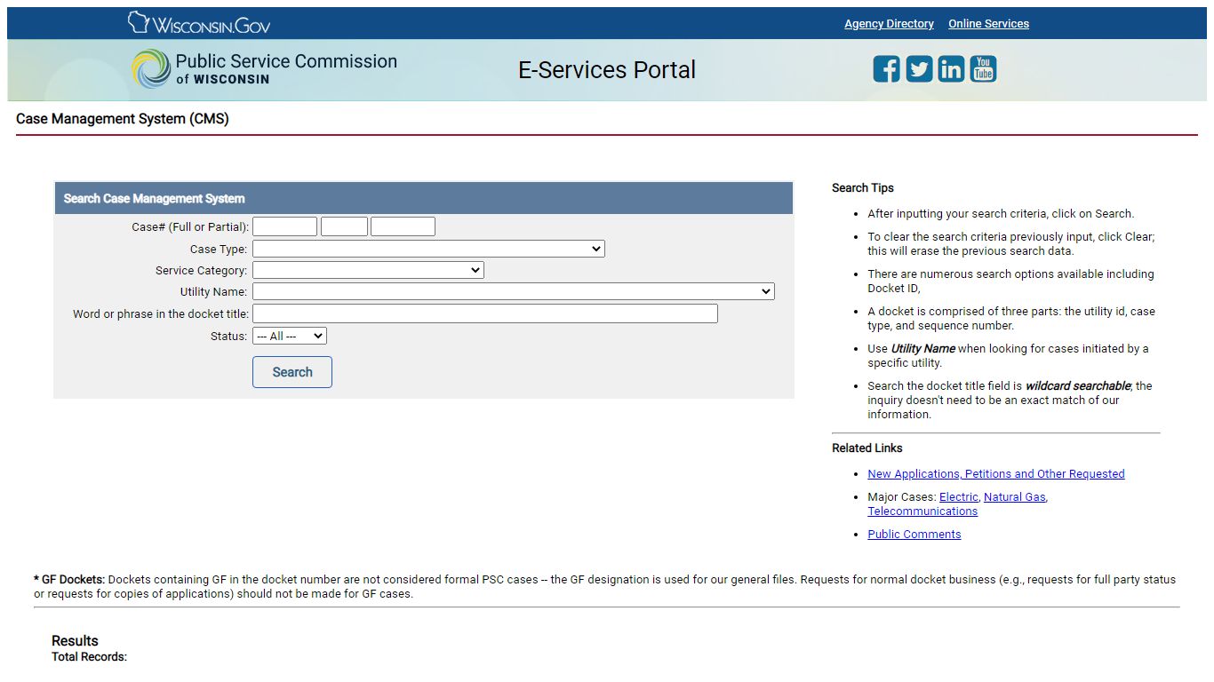 Case Management System - Home Page - Wisconsin